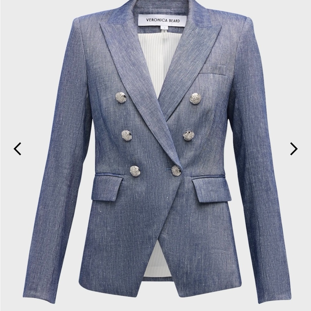 Veronica Beard Miller Dickey Jacket Blue Blazer with Silver Buttons
